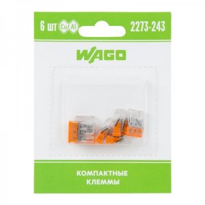 Компактная 3-проводная клемма, 6 штук (серия 2273-243)