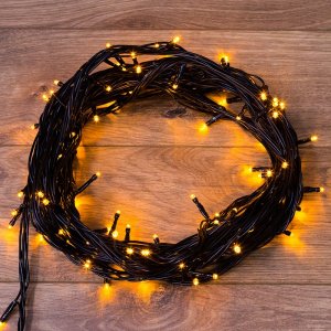 ТВИНКЛ 10м, черный ПВХ, 100 LED Желтые