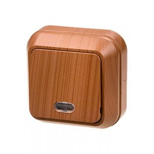 45421 ВЫКЛЮЧАТЕЛЬ ОТКР.УСТ.1 КЛ. (ОРЕХ) С ПОДСВЕТКОЙ