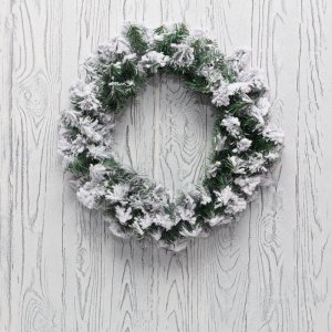 Заснеженный еловый венок Ø 45 см, ПВХ
