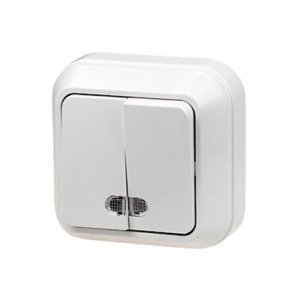 45123 ВЫКЛЮЧАТЕЛЬ ОТКР.УСТ.2 КЛ. (БЕЛ.) С ПОДСВЕТКОЙ