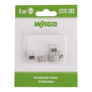 Компактная 2-проводная клемма, 6 штук (серия 2273-202)