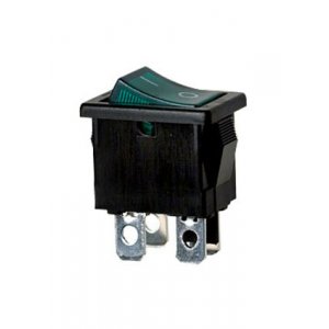 R19-20IBGNBT2-G, переключатель клавишный ON-OFF 250В 6A с зеленой подсветкой (аналог B1151 SWR45)