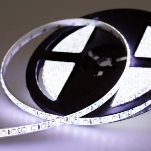 LED лента 12В, 8мм, IP65, SMD 2835, 120 LED/m, 12V, БЕЛАЯ (6000 К) (катушка 5 метров)