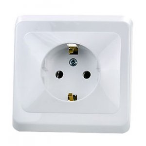 РС16-003B, розетка одинарная с заземлением 16А белая