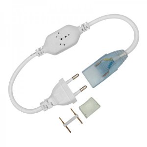 Установочный комплект для LED ленты 220В, 7.5x20мм, до 50м (шнур питания 4А, заглушка, коннектор)