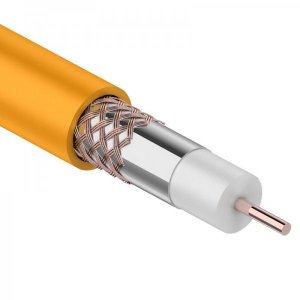 Кабель RG-6U+Cu нг(А)-HF, (75 Ом), Cu/Al/Cu (1,0/Al/48*0,12 мм) 64%, (бухта 100 м), оранжевый REXANT