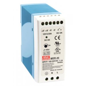 MDR-40-12, AC-DC, 40Вт, на DIN рейку, вход 85...264В AC, 47...63Гц, 120...370В DC, выход 12В/3,33А,