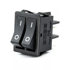 A12B1H10, Выключатель в чёрном корпусе две чёрные клавиши 1НО+1НЗ