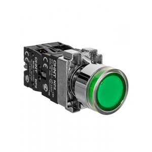 574268, Кнопка управления NP2-BW3365 1НО+1НЗ зеленая AC/DC230В(LED) IP40
