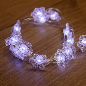 Снежинки 2м 20 LED белые (2*CR2032 в комплекте), не соединяется
