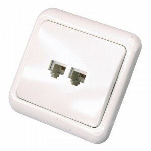 ВЫВОДИМ Rexant Рoзетка телефонная внутренняя, 2 порта RJ-14(6P-4C), категория 3, белая, (10 шт/уп)