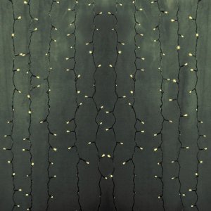 ДОЖДЬ (занавес) 2х9м, прозрачный ПВХ, 1200 LED ТЕПЛЫЙ БЕЛЫЙ