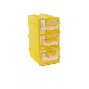 К4 жёлтая, кассетница 3 ячейки прозр. лоток 49х82х100мм