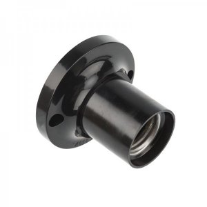 Патрон карболитовый потолочный Е27 черный, c этикеткой, REXANT