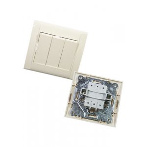 42010091, Выключатель 3 кл  кремовый встроенный монтаж