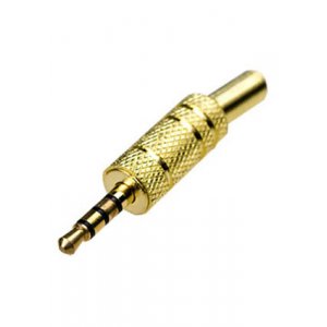 1-075G, штекер аудио-видео 3.5мм 4 контакта металл на кабель "позолоченный"