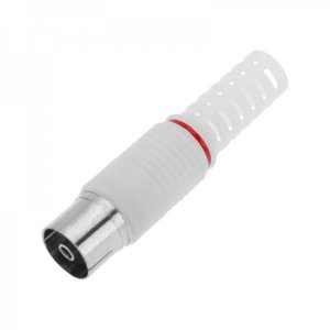 Разъем антенный на кабель, (гнездо-TV), белый, (1шт.)  REXANT