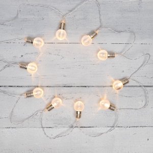 Гирлянда светодиодная «Лампочки» 1,5 м, прозрачный ПВХ, 10 LED, теплая белая, питание 2 х АА