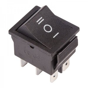 Выключатель клавишный 250V 15А (6с) ON-OFF-ON черный  с нейтралью (RWB-508, SC-767)  REXANT Индивидуальная упаковка 1 шт