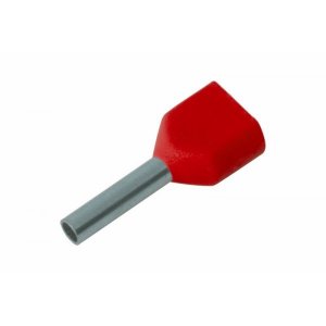 НАКОНЕЧНИК ШТЫРЕВОЙ ВТУЛОЧНЫЙ изолированный   F-8мм 2х1мм² (НШВи(2) 1.0-8 / НГи2 1,0-8 / TE-1008) красный  REXANT