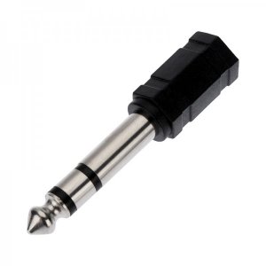 Переходник штекер стерео 6,3 мм - гнездо стерео 3,5 мм,  пластик  REXANT