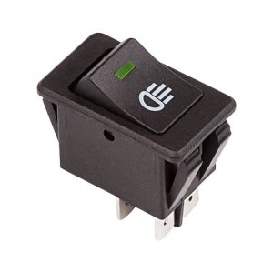 Выключатель клавишный 12V 35А (4с) ON-OFF  с зеленой LED подсветкой  (ASW-17D)  REXANT