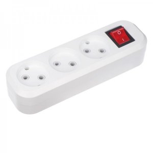 Колодка 3 гнезда с кнопкой без заземления Rexant На экспорт не продавать!!!