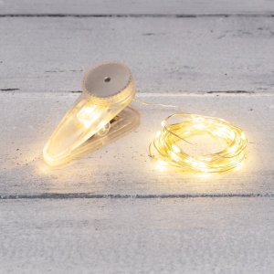 Гирлянда «Роса» с прищепкой 3 м, 30 LED, теплое белое свечение, 2хCR2032 в комплекте NEON-NIGHT