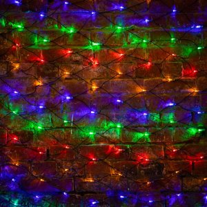 СЕТЬ 2х1,5м, черный ПВХ, 240 LED МУЛЬТИ, соединяется 5 шт на контроллер 217-201