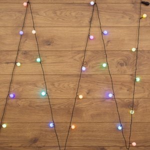 Гирлянда "Шарики" Ø25 мм 5м темно-зеленый ПВХ, 25 LED RGB, соединяется