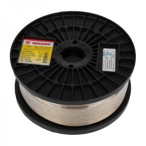 Трос стальной в ПВХ оплетке d= 4,0 мм, прозрачный (бухта 100 м)  REXANT