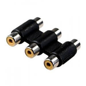 2-278, переходник 3 x RCA гнездо - 3 x RCA гнездо пластик