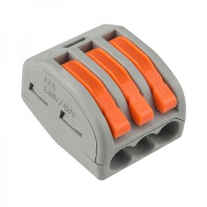 Универсальная клемма 3-проводная,  серая (0,08-2,5/4 мм²) (50 шт/уп)  REXANT