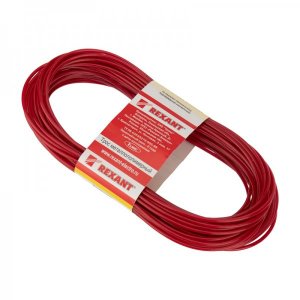 Трос стальной в ПВХ оплетке d= 2,5 мм,  красный ( моток 20 м)  REXANT