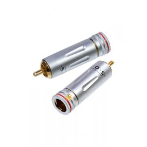 1-222G RED, штекер RCA металл цанга на кабель d до 9.0мм красный "позолоченный"