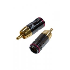 1-256G RED, штекер RCA металл на кабель, красный "позолоченный"