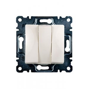 30010091 ВЫКЛЮЧАТЕЛЬ СКРЫТ.УСТ.3 КЛ. (КРЕМ.) Б/РАМКИ