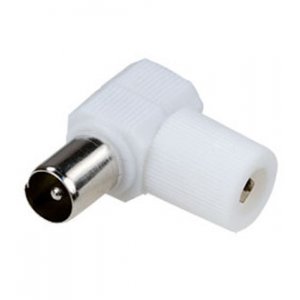 4-004 WH, разъем телевизионный "шт" угл. пластик на кабель винт бел.