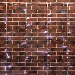 ДОЖДЬ (занавес) 2х6м, прозрачный ПВХ, эффект водопада, 360 LED БЕЛЫЕ, 5 нитей/72 диода