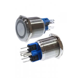 SC-984R d22 12V, Кнопка антивандальная металл 22мм 12В, фикс/подсветка красная