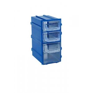 К6 синий, кассетница 3 ячейки прозр. лоток  49х82х100мм