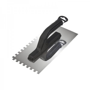 Гладилка нержавеющая 130х270 мм, зуб 6х6 мм, пластиковая ручка