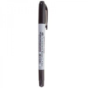 Маркер перманентный двухсторонний Crown «Multi Marker Twin» 2 мм/1 мм, черный, пулевидный