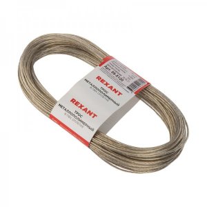 Трос стальной в ПВХ оплетке d= 2,0 мм, прозрачный ( моток 20 м)  REXANT