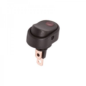 Выключатель клавишный 12V 30А (3с) ON-OFF черный ОВАЛ с красной подсветкой  (RWB-523, ASW-20D-2)  REXANT