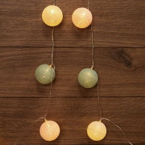 Тайские фонарики «Перламутр» 3,5 м, прозрачный ПВХ, 20 LED, теплый белый, питание 2 х АА