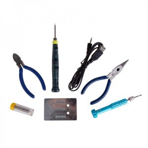 Набор для пайки №16 (USB-паяльник 8Вт, кусачки, тонкогубцы, подставка, припой, отвертка)  (ZD-972F)  REXANT