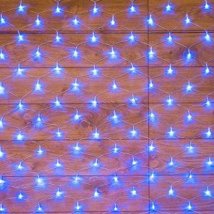 СЕТЬ 1,5х1,5м, прозрачный ПВХ, 150 LED СИНИЕ, не соединяется