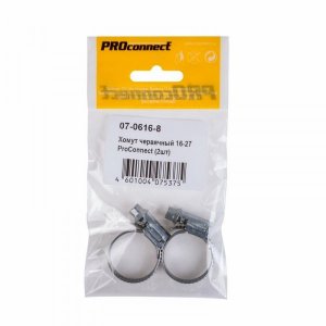 Хомут червячный 16-27 мм, (упак. 2 шт)  PROconnect
